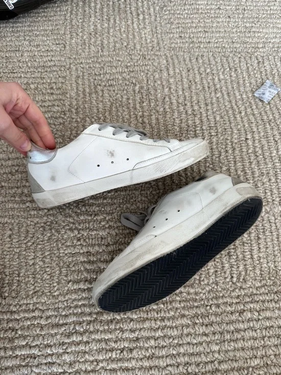 Golden Goose White Leather Sneakers with Gray Star and Laces - Picture 5 of 5